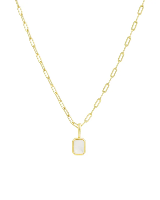Emerald Cut Birthstone Paperclip Necklace sold by Blue Ruby
