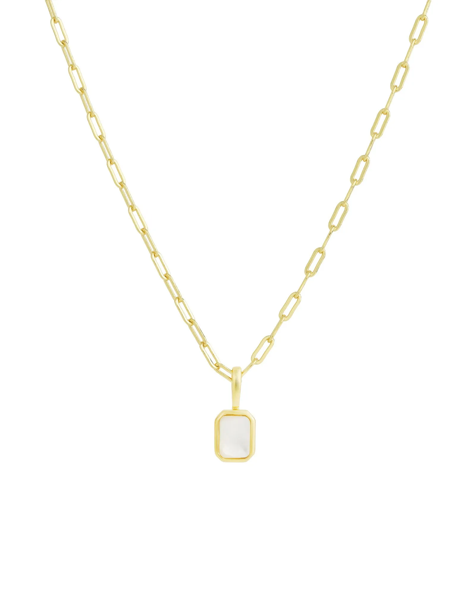 Emerald Cut Birthstone Paperclip Necklace sold by Blue Ruby