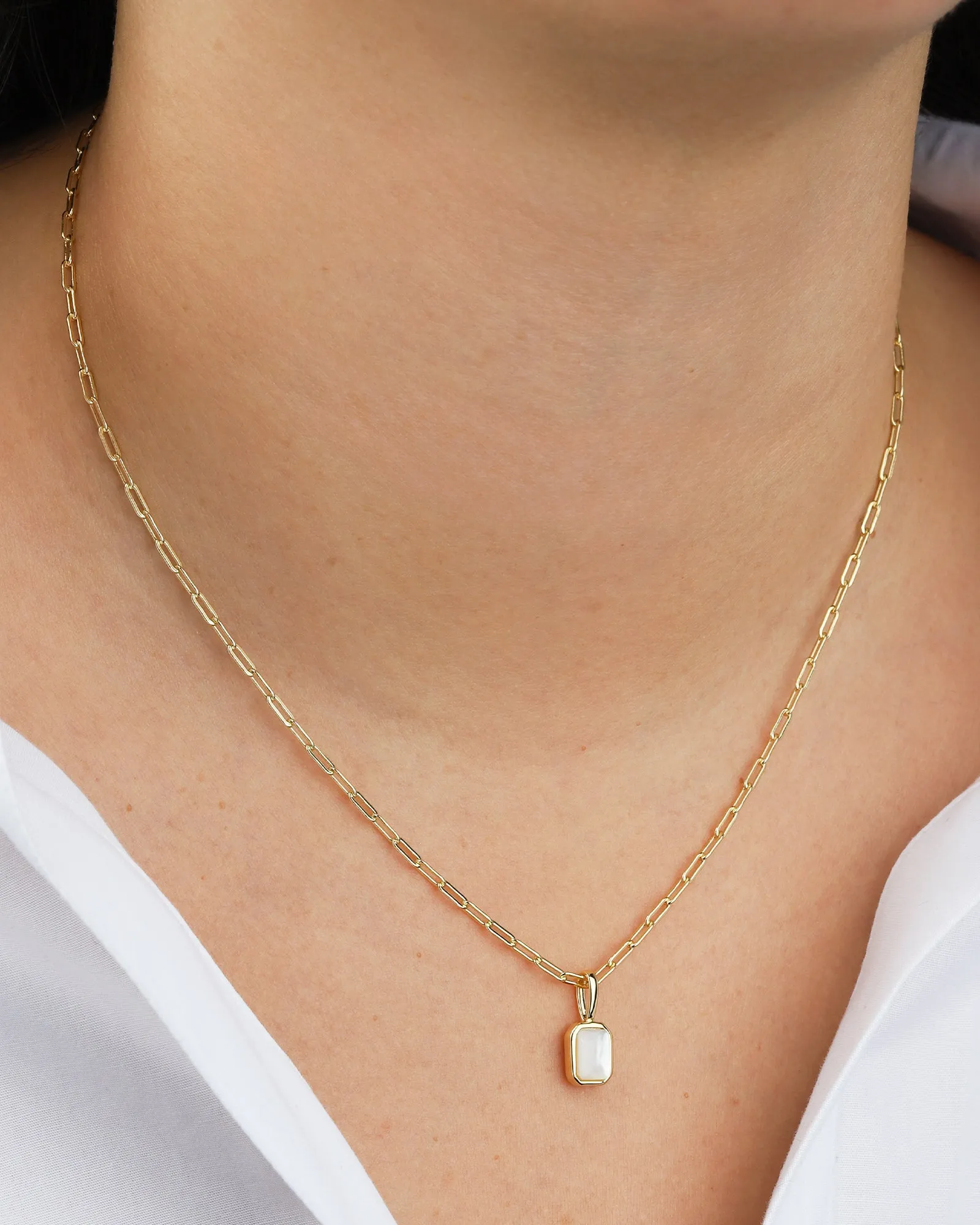 Emerald Cut Birthstone Paperclip Necklace sold by Blue Ruby product image thumbnail 2