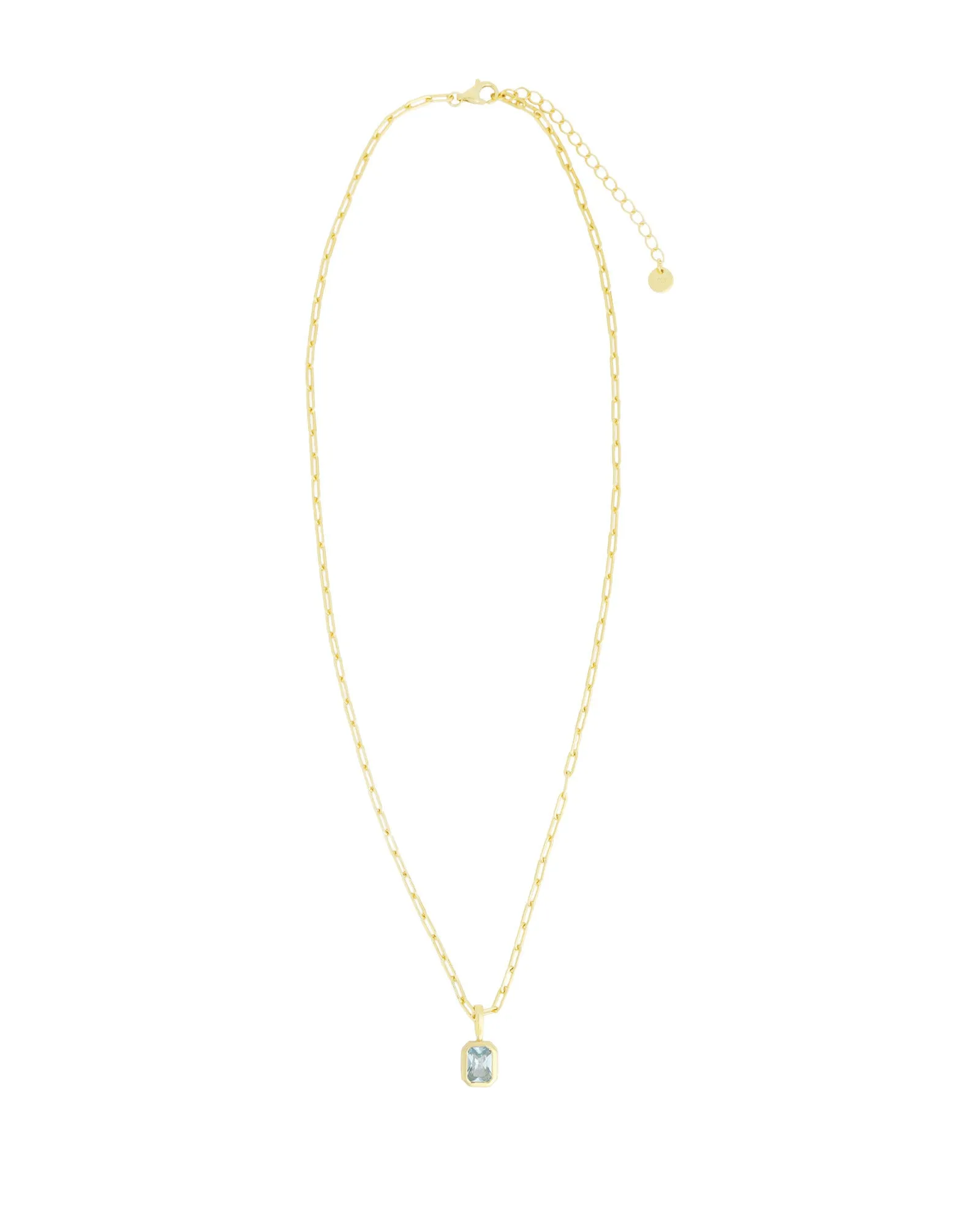 Emerald Cut Birthstone Paperclip Necklace sold by Blue Ruby product image thumbnail 3