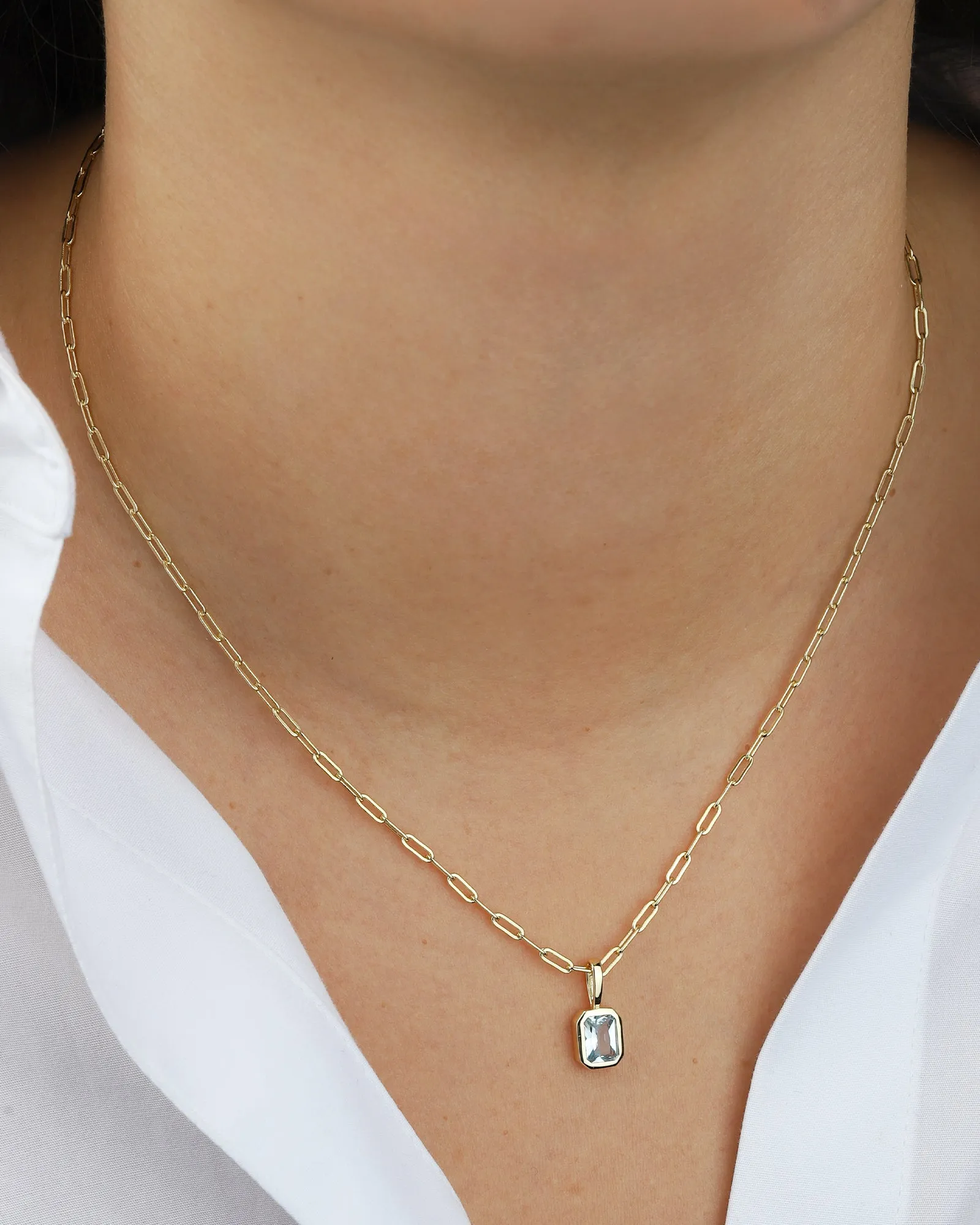 Emerald Cut Birthstone Paperclip Necklace sold by Blue Ruby product image thumbnail 2