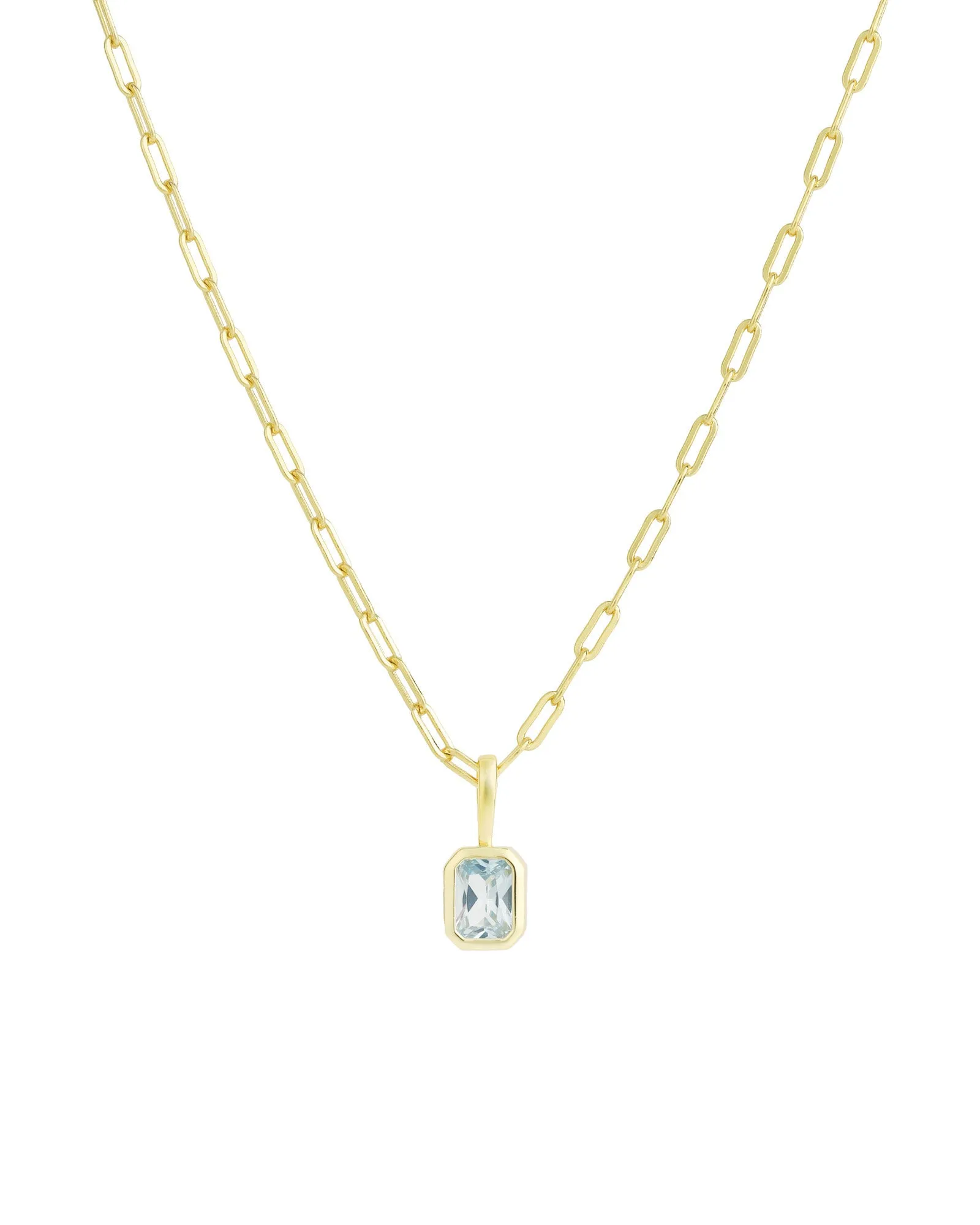 Emerald Cut Birthstone Paperclip Necklace sold by Blue Ruby