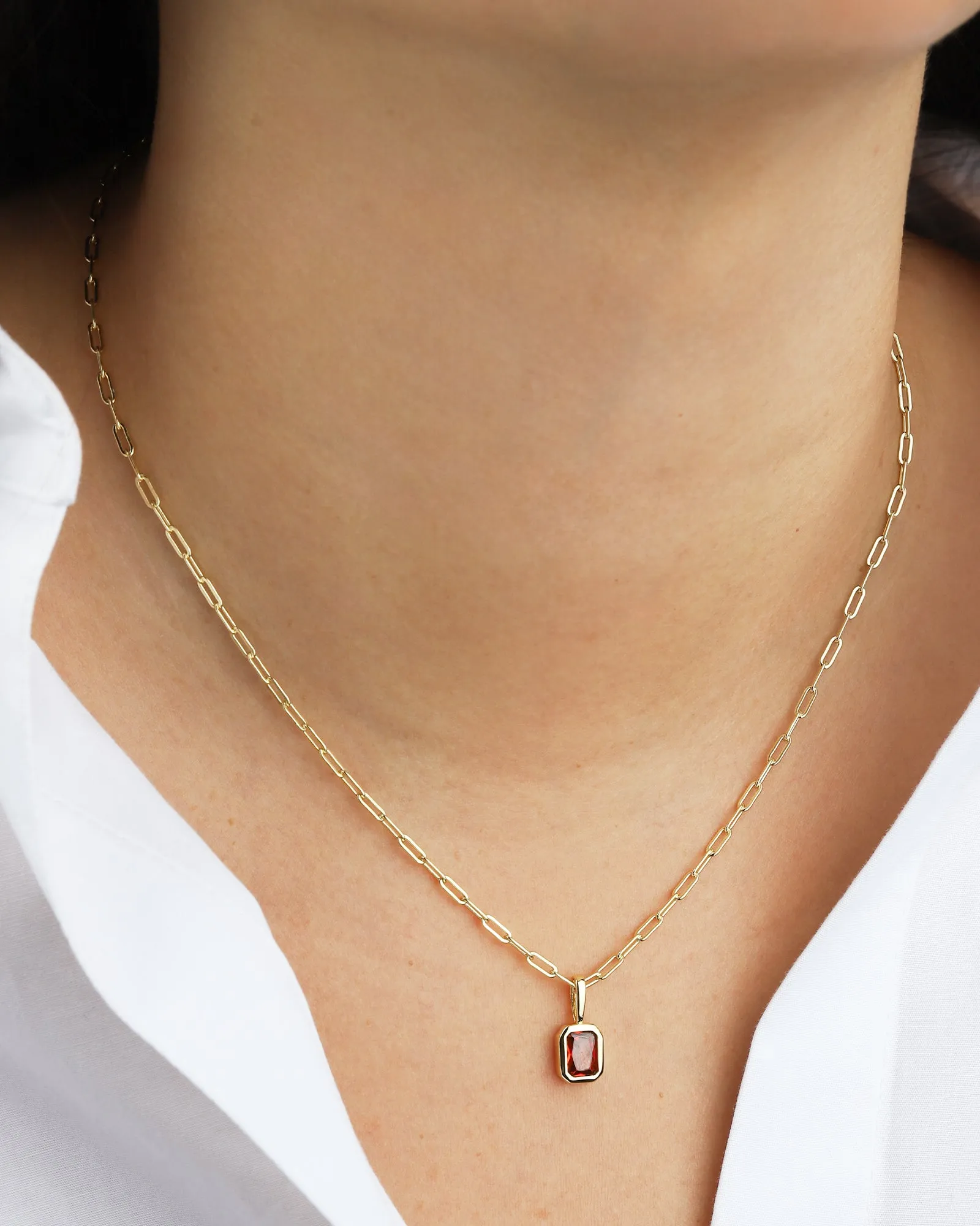 Emerald Cut Birthstone Paperclip Necklace sold by Blue Ruby product image thumbnail 2