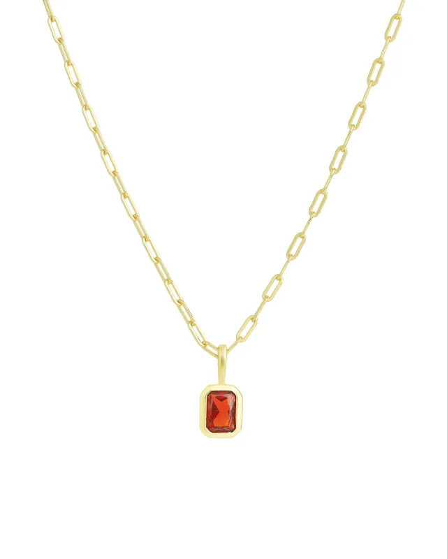 Emerald Cut Birthstone Paperclip Necklace sold by Blue Ruby