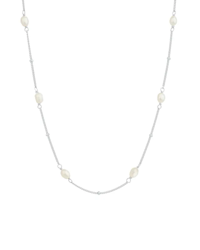 Oval Pearl Station Necklace sold by Blue Ruby