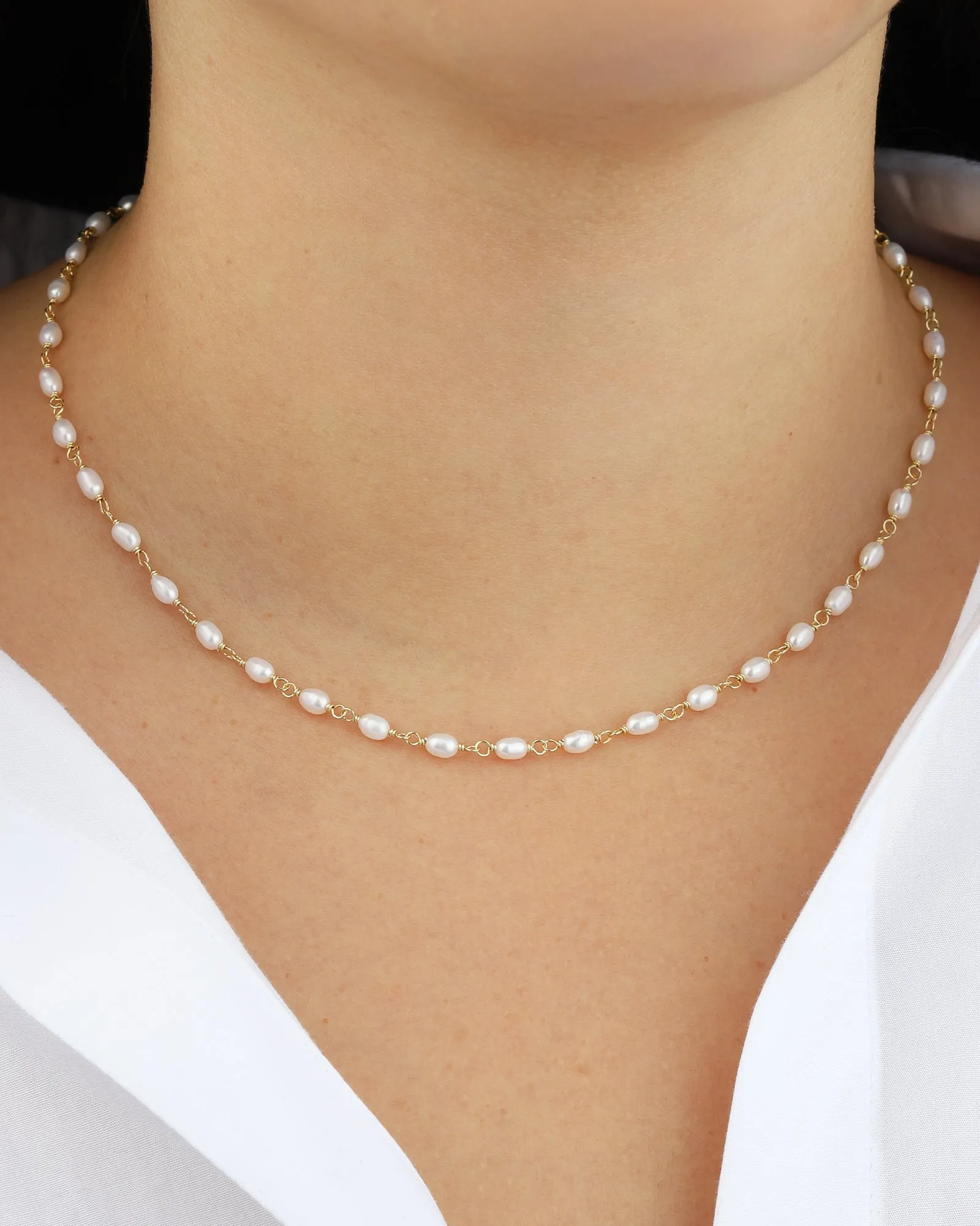 Oval Pearl Link Necklace sold by Blue Ruby product image thumbnail 2