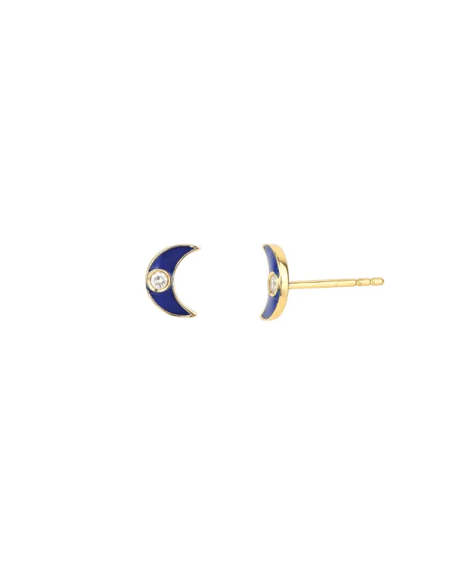 Enamel Diamond Moon Studs sold by Blue Ruby