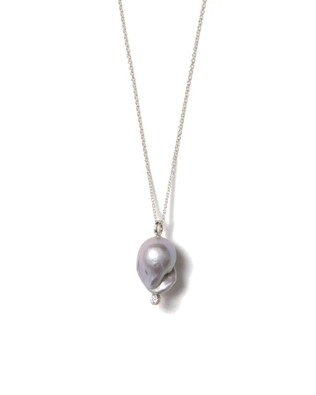 Baroque Pearl & Diamond Necklace sold by Blue Ruby