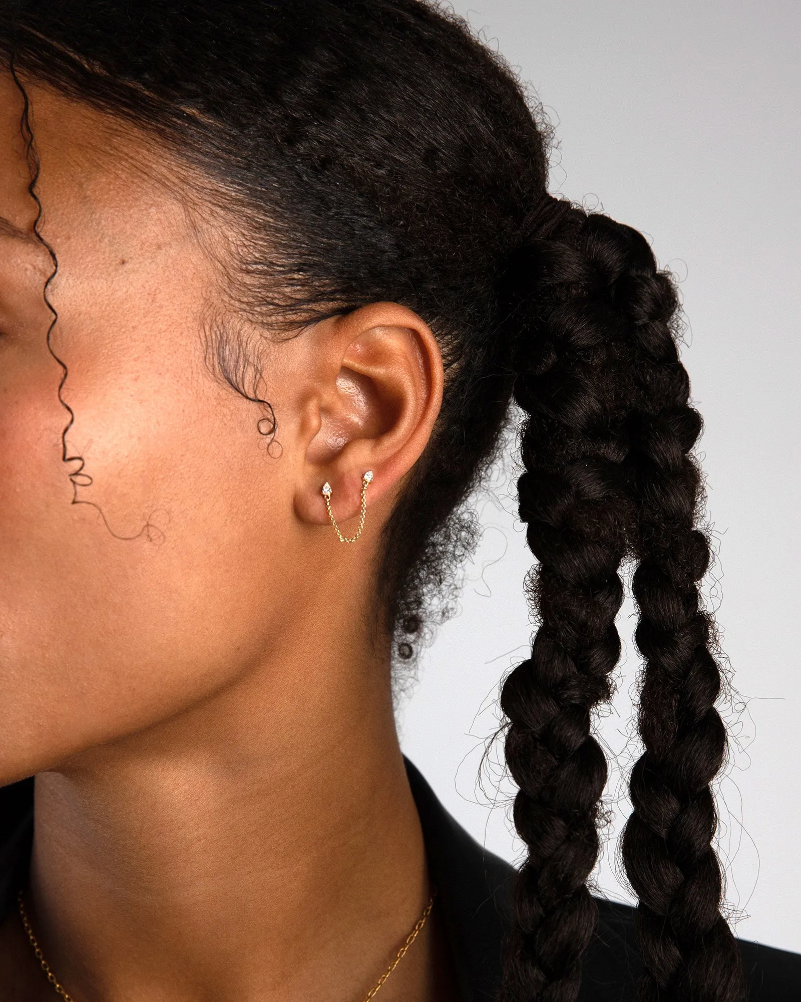 Teardrop Diamond Chain Loop Stud sold by Blue Ruby product image thumbnail 2