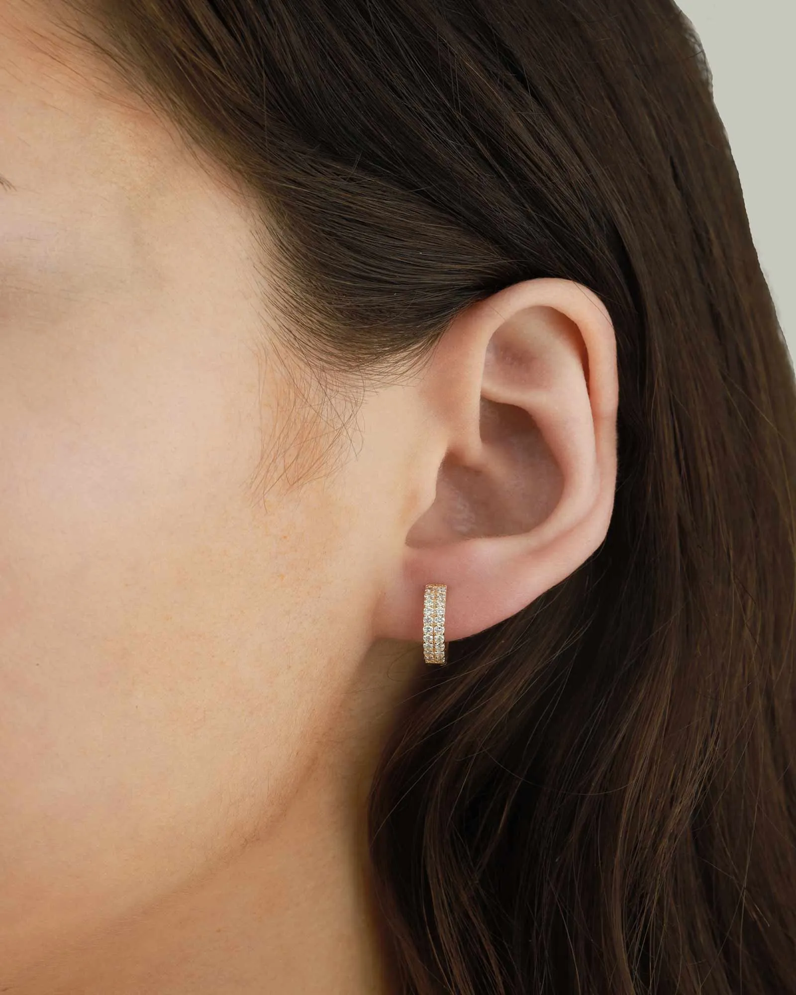 Two Row Pavé Huggies sold by Blue Ruby product image thumbnail 2