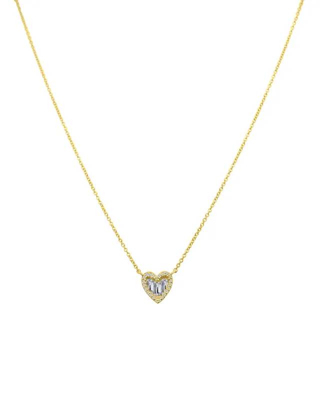 Heart Baguette Diamond Necklace sold by Blue Ruby