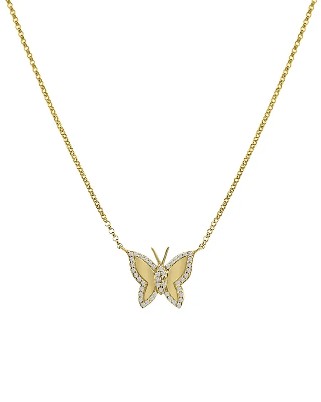 Pavé Outline Butterfly Necklace sold by Blue Ruby