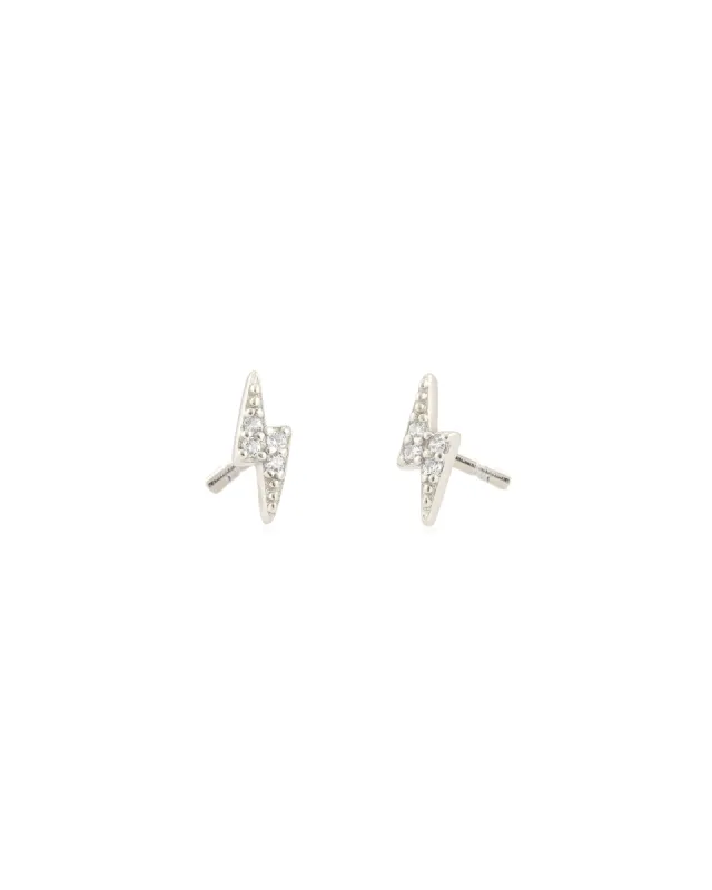 Pavé Lightning Bolt Stud Earrings sold by Blue Ruby