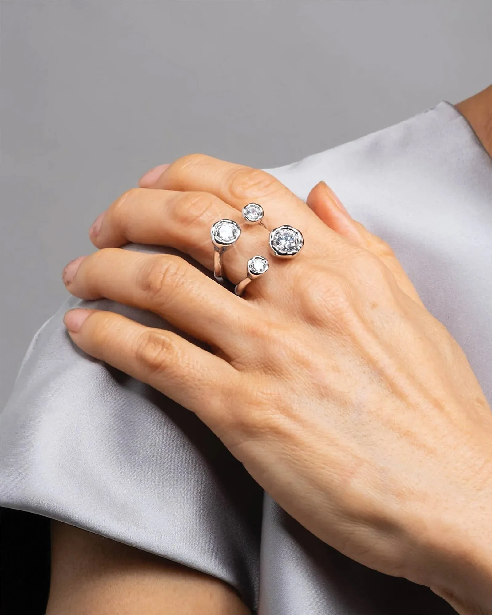 Asterales Silver CZ Open Ring sold by Blue Ruby product image thumbnail 2