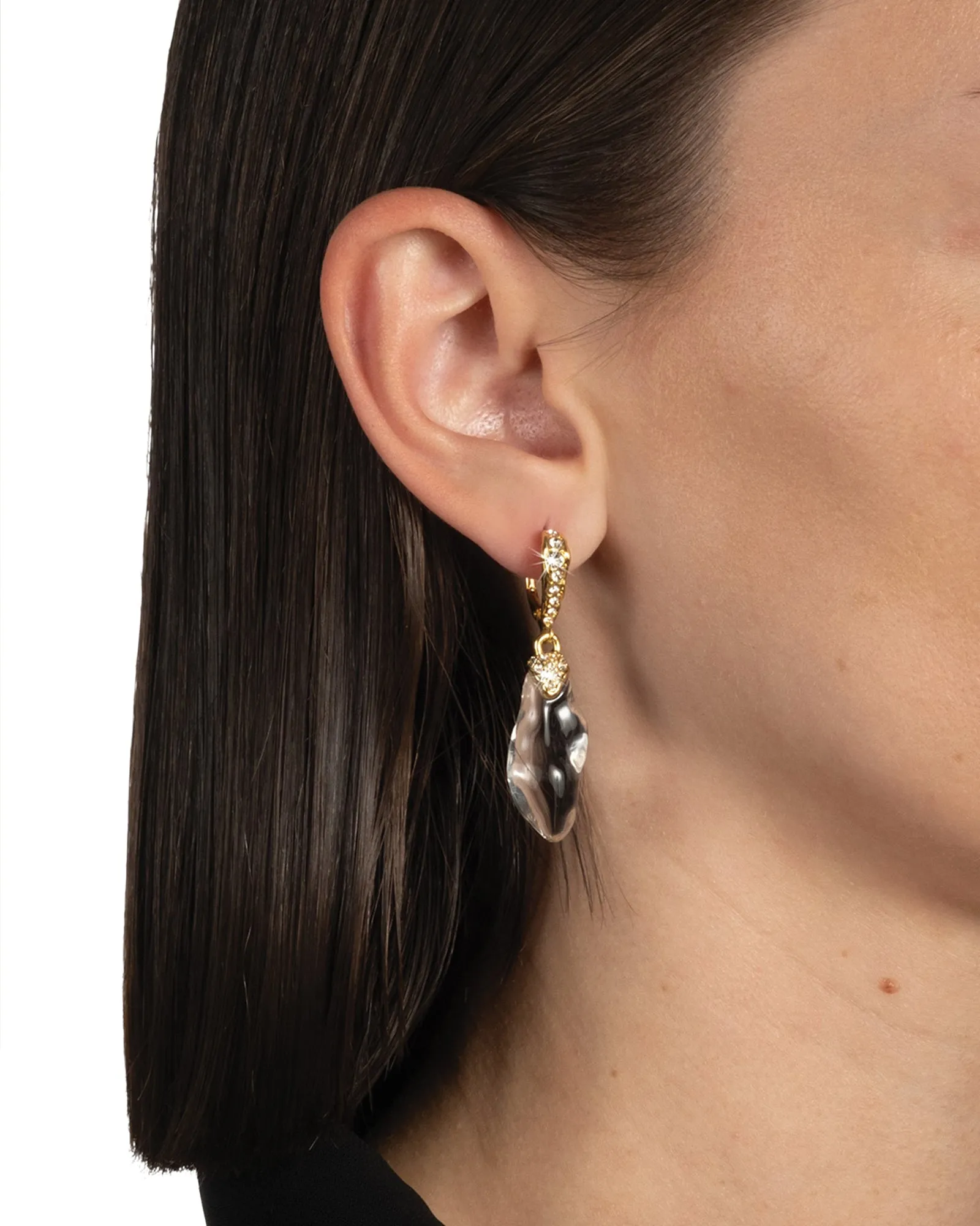Liquid Lucite Crystal Pavé Leverback Earrings sold by Blue Ruby product image thumbnail 2