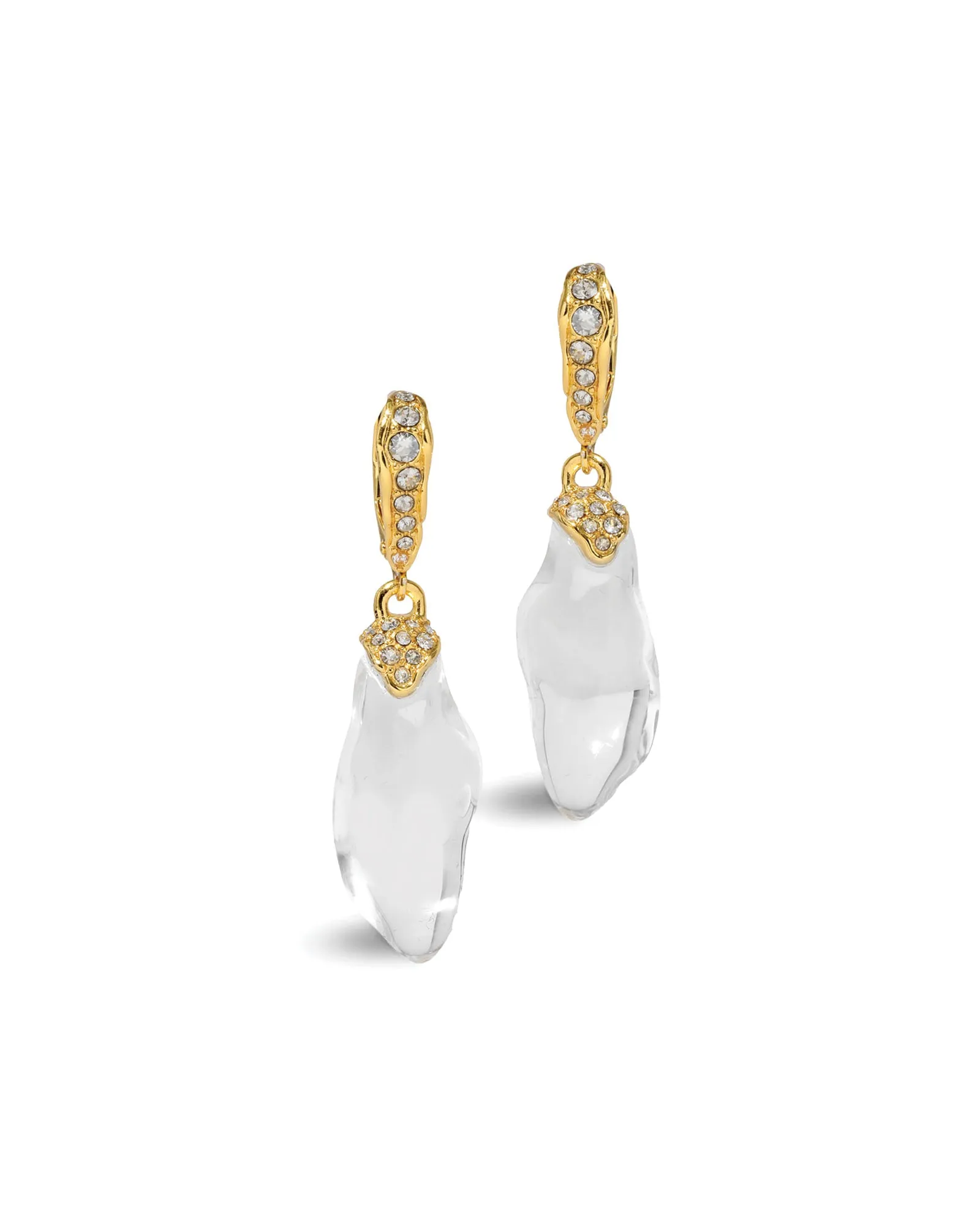 Liquid Lucite Crystal Pavé Leverback Earrings sold by Blue Ruby