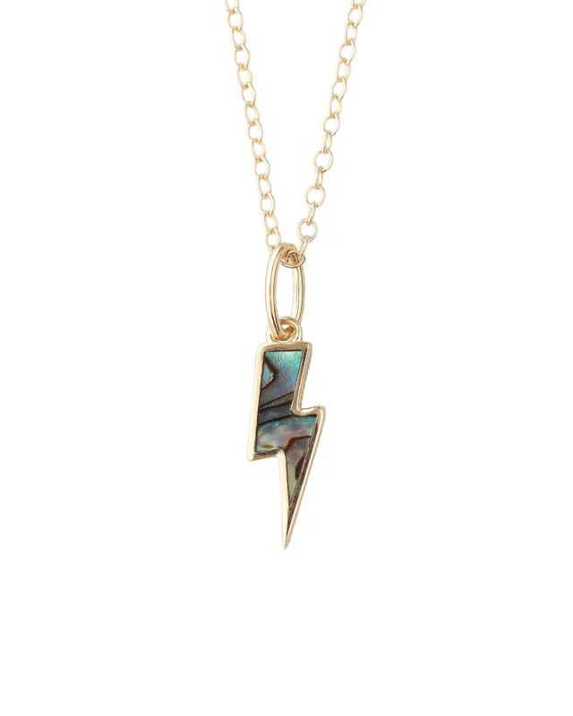 Abalone Lightning Bolt Charm Necklace sold by Blue Ruby