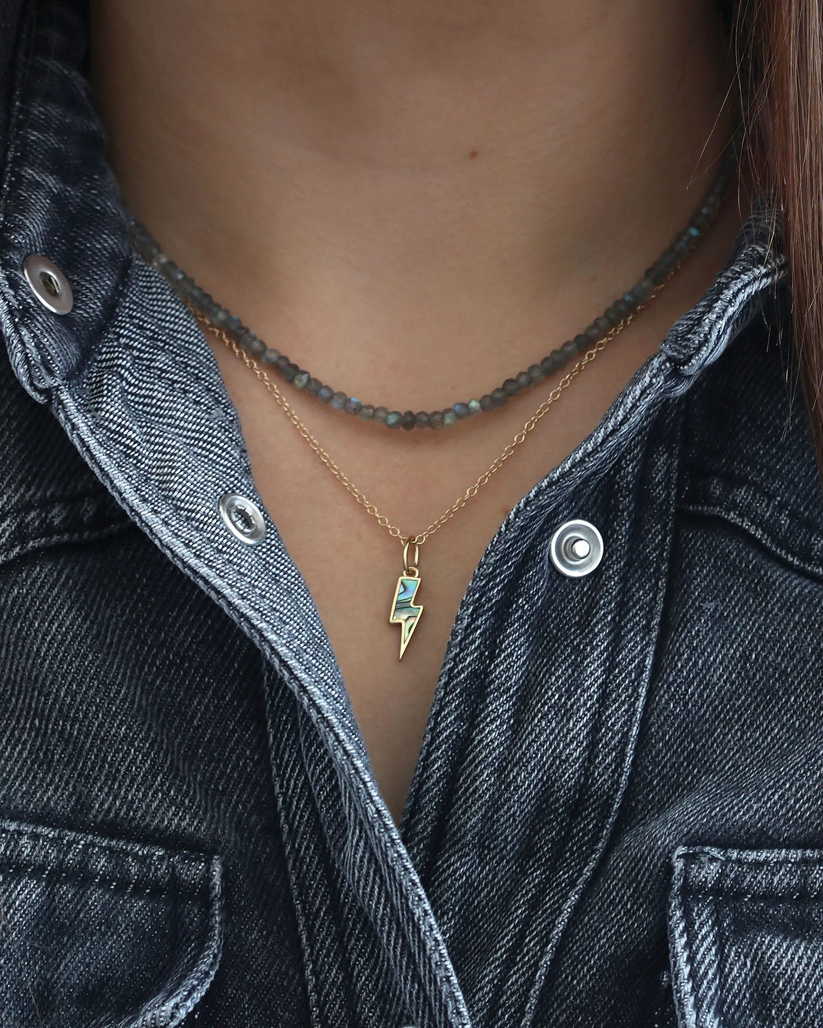 Abalone Lightning Bolt Charm Necklace sold by Blue Ruby product image thumbnail 2