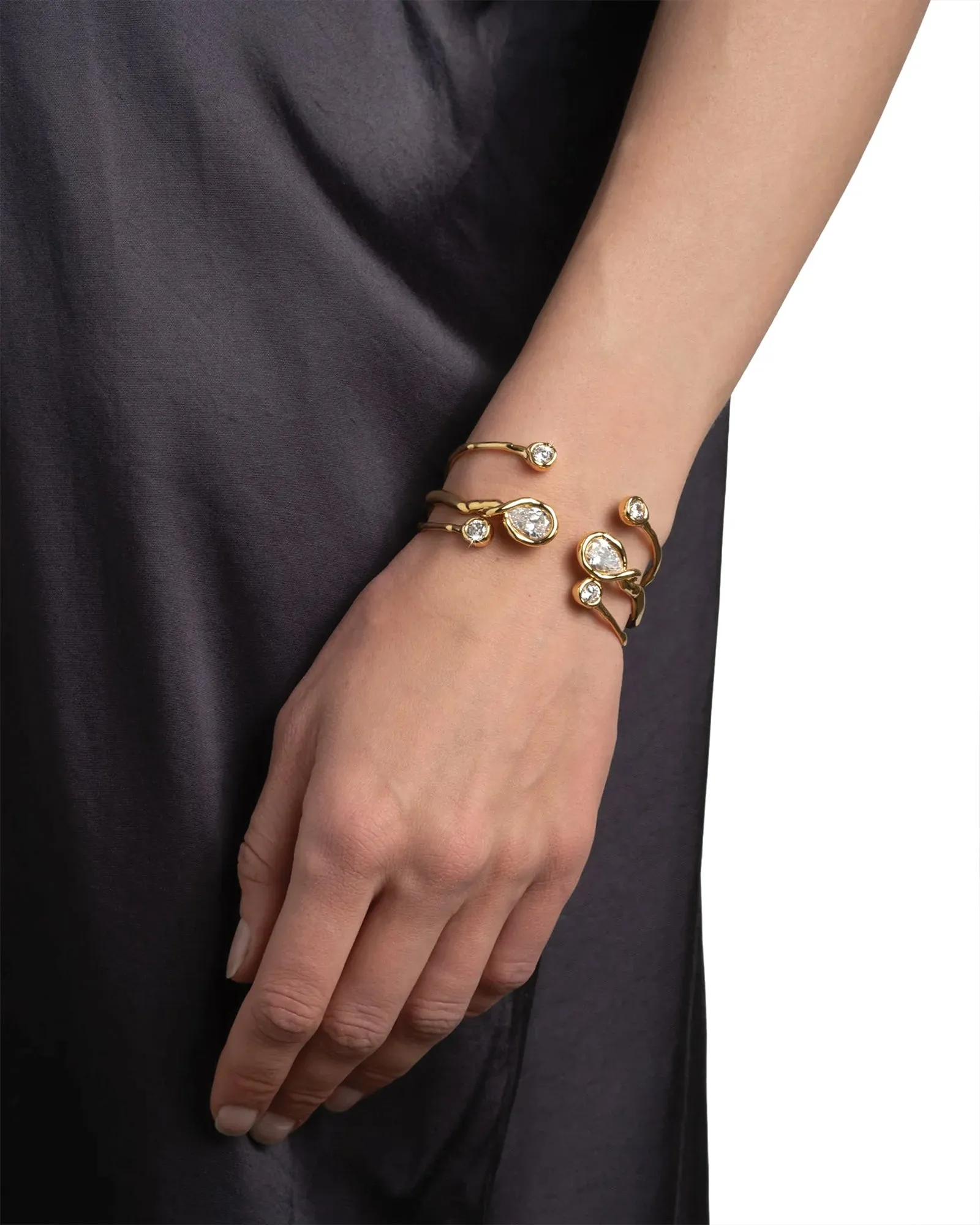 Asterales Crystal Capped Hinge Cuff Bracelet sold by Blue Ruby product image thumbnail 2