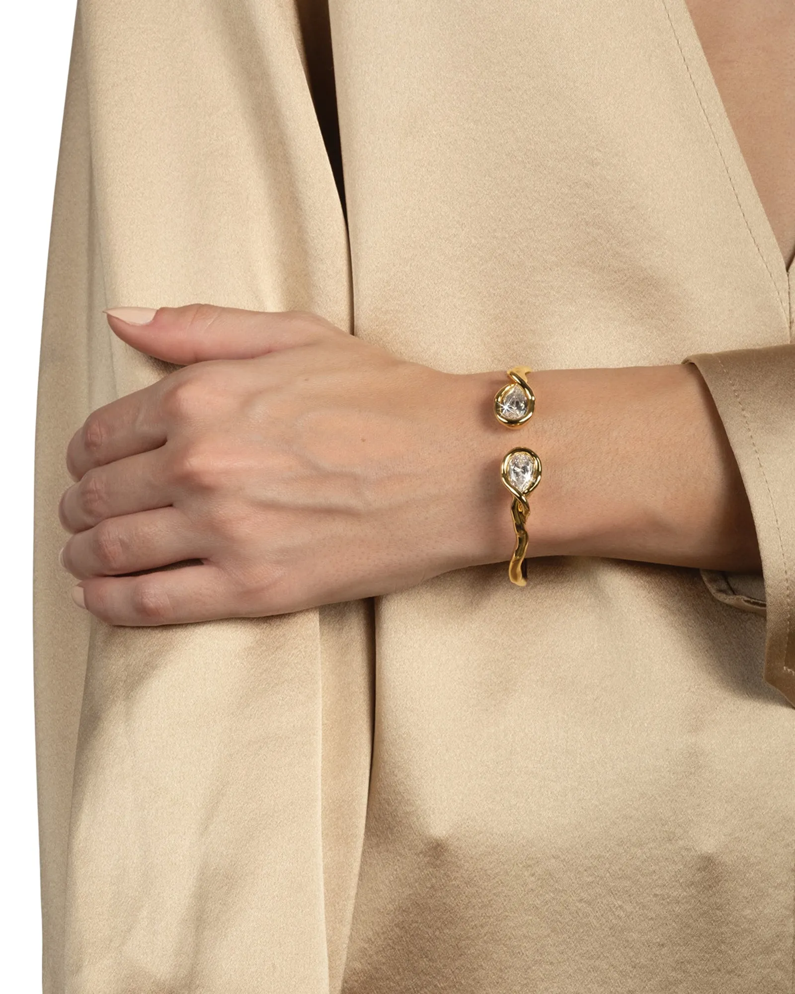 Asterales Crystal Capped Hinge Cuff Bracelet sold by Blue Ruby product image thumbnail 4