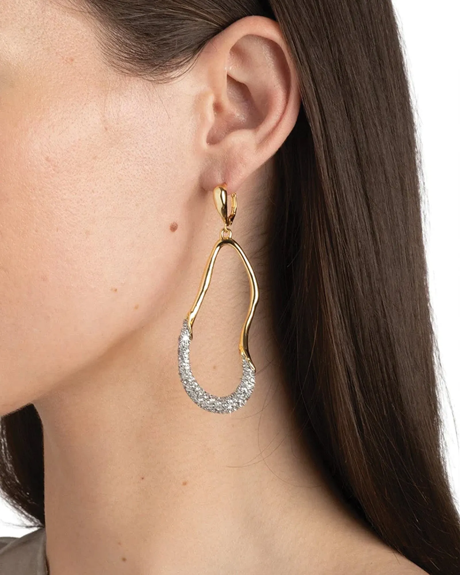 Solanales Crystal Curve Leverback Drop Earrings sold by Blue Ruby product image thumbnail 5