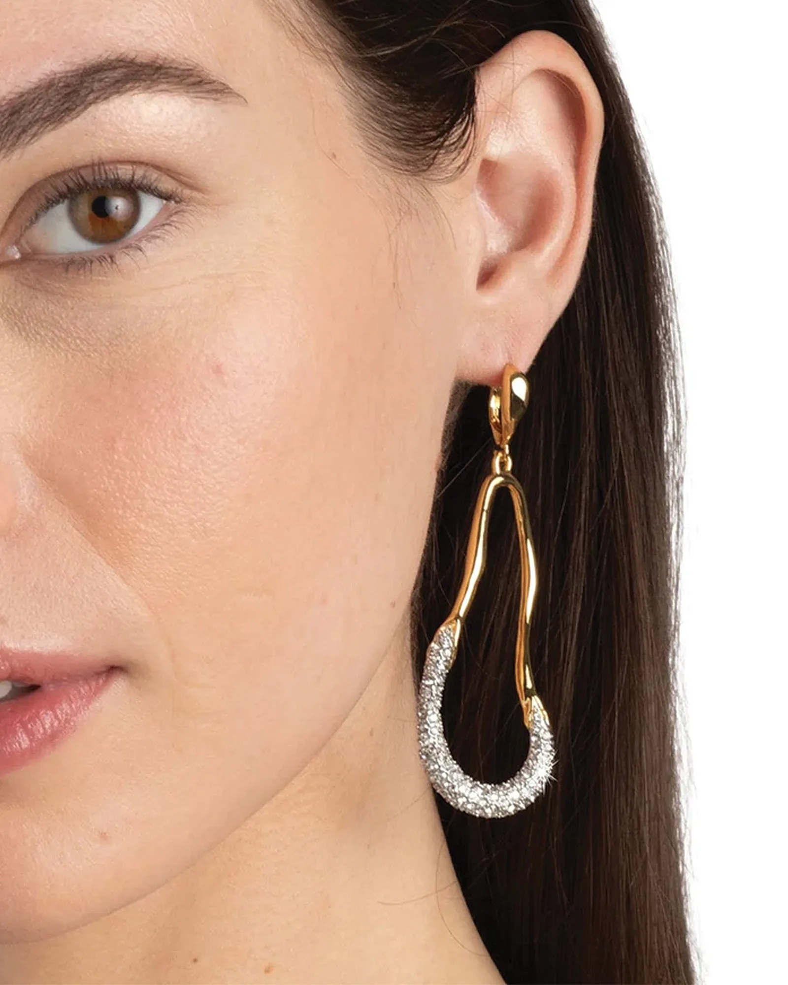 Solanales Crystal Curve Leverback Drop Earrings sold by Blue Ruby product image thumbnail 2