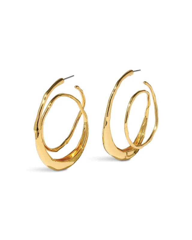 Molten Gold Spiral Hoop Earrings sold by Blue Ruby