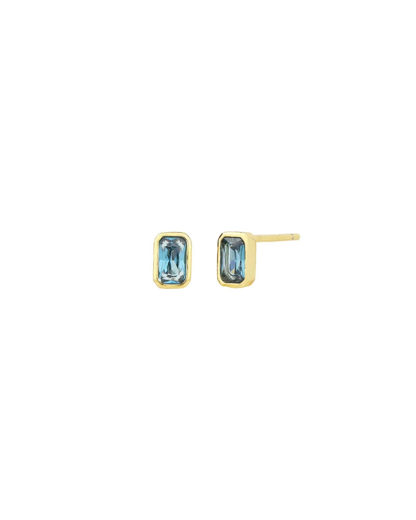 Emerald Cut Bezel CZ Studs sold by Blue Ruby