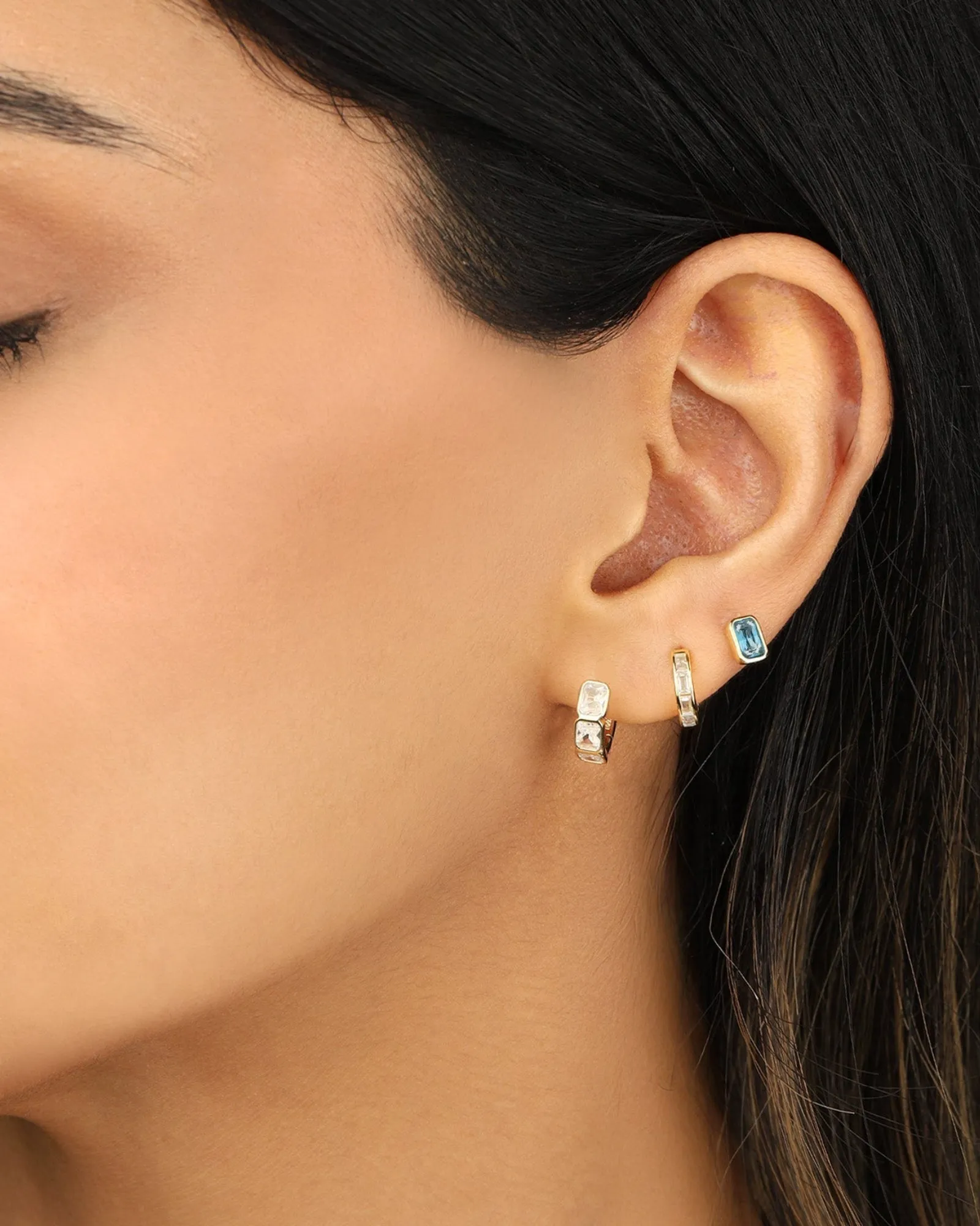 Emerald Cut Bezel CZ Studs sold by Blue Ruby product image thumbnail 2