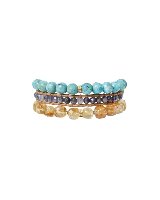 Trinity Bracelet Set Turquoise made by Chan Luu