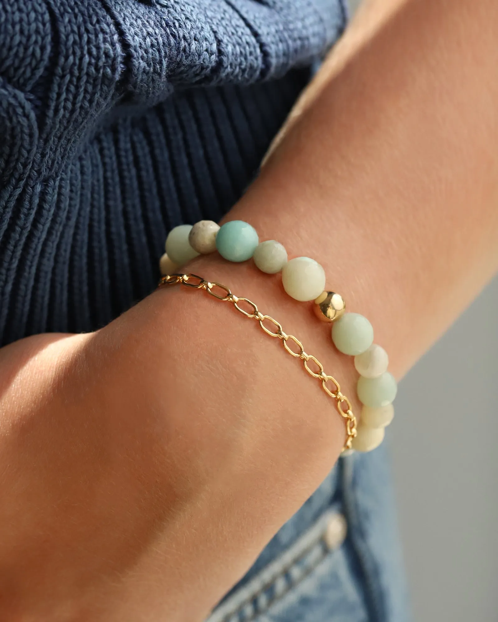 Amazonite Faceted Stone Stretch Bracelet sold by Blue Ruby product image thumbnail 2