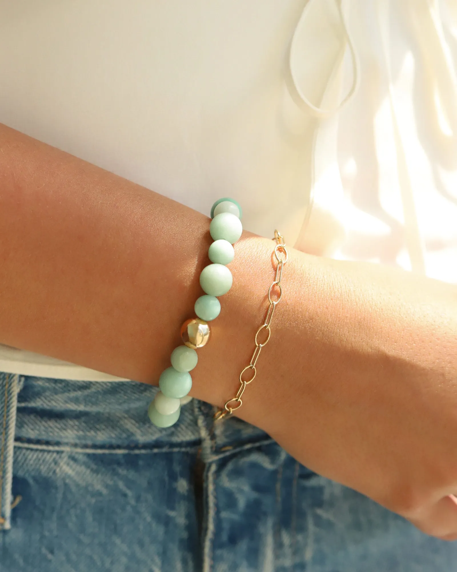 Amazonite Stone Stretch Bracelet | Medium sold by Blue Ruby product image thumbnail 2