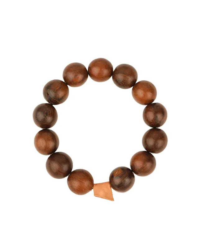 Mahogany Beaded & Leather Bracelet made by Blue Ruby
