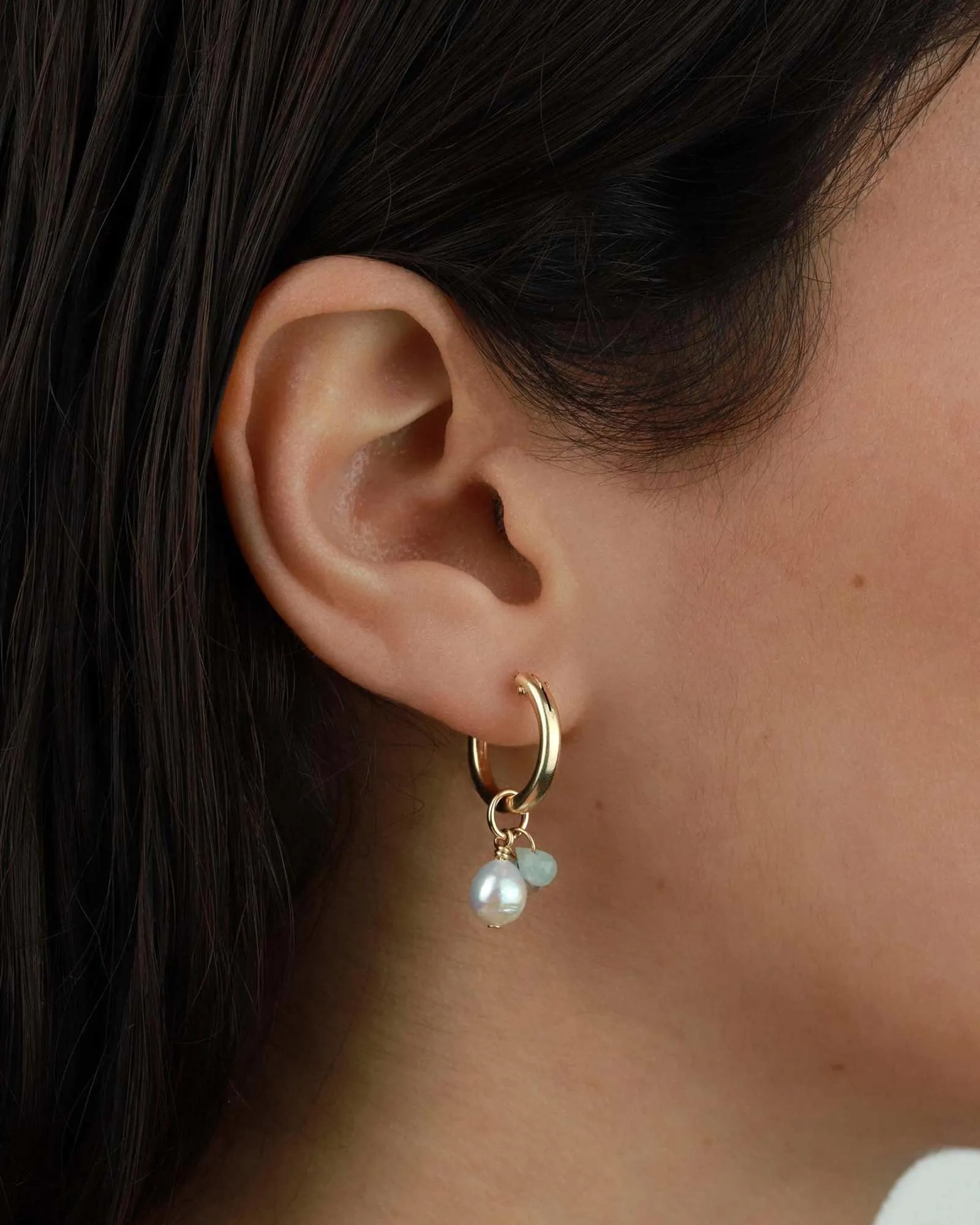 Pearl Stone Cluster Huggies | 15mm sold by Blue Ruby product image thumbnail 2