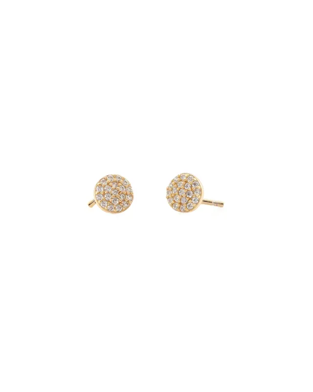 Pavé Disc Stud Earrings sold by Blue Ruby