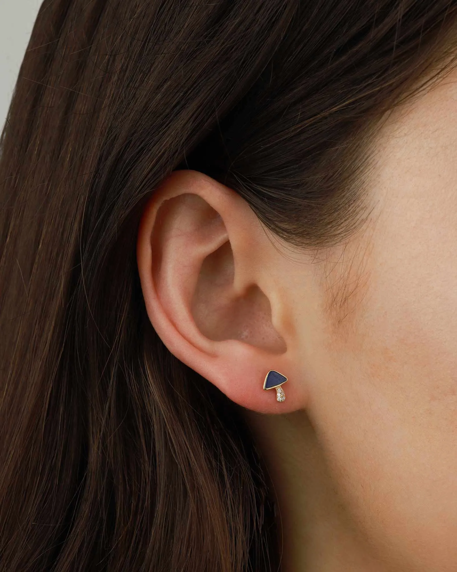 Diamond Mushroom Studs | Lapis sold by Blue Ruby product image thumbnail 4