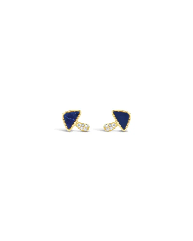Diamond Mushroom Studs | Lapis sold by Blue Ruby