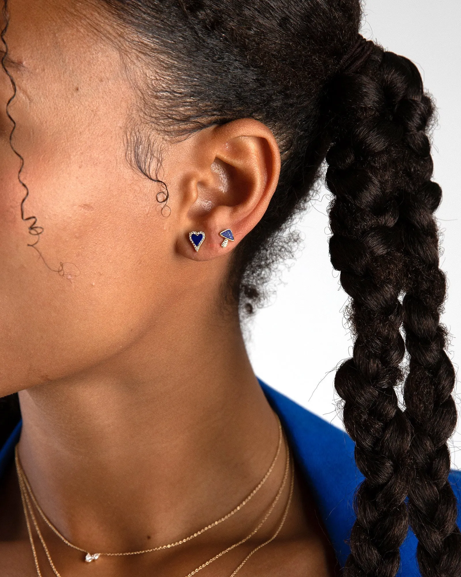 Diamond Mushroom Studs | Lapis sold by Blue Ruby product image thumbnail 2