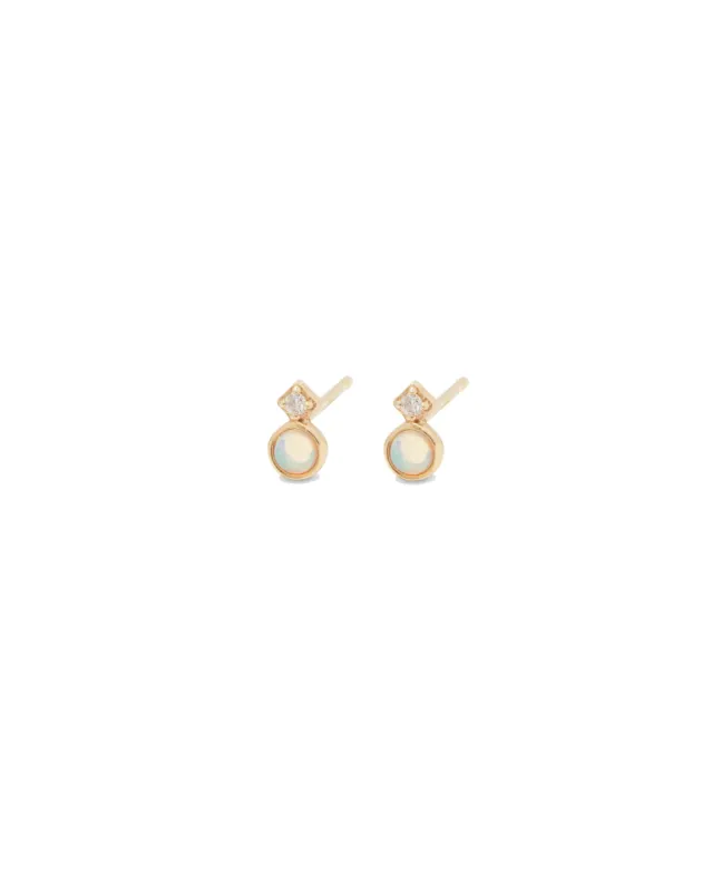 Prong CZ Bezel Opal Studs sold by Blue Ruby