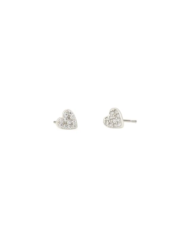 Pavé Heart Stud Earrings sold by Blue Ruby
