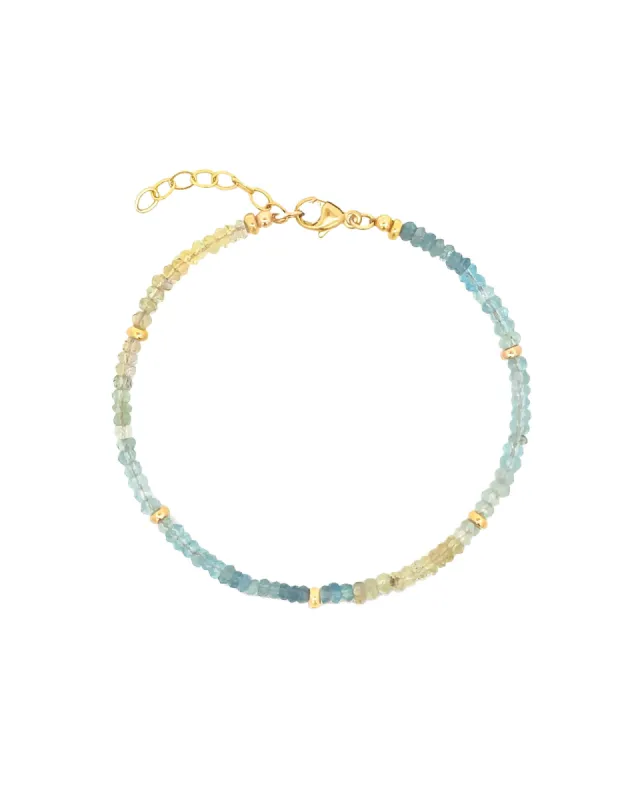 Aquamarine Mix Five Rondelle Bracelet | 3mm sold by Blue Ruby