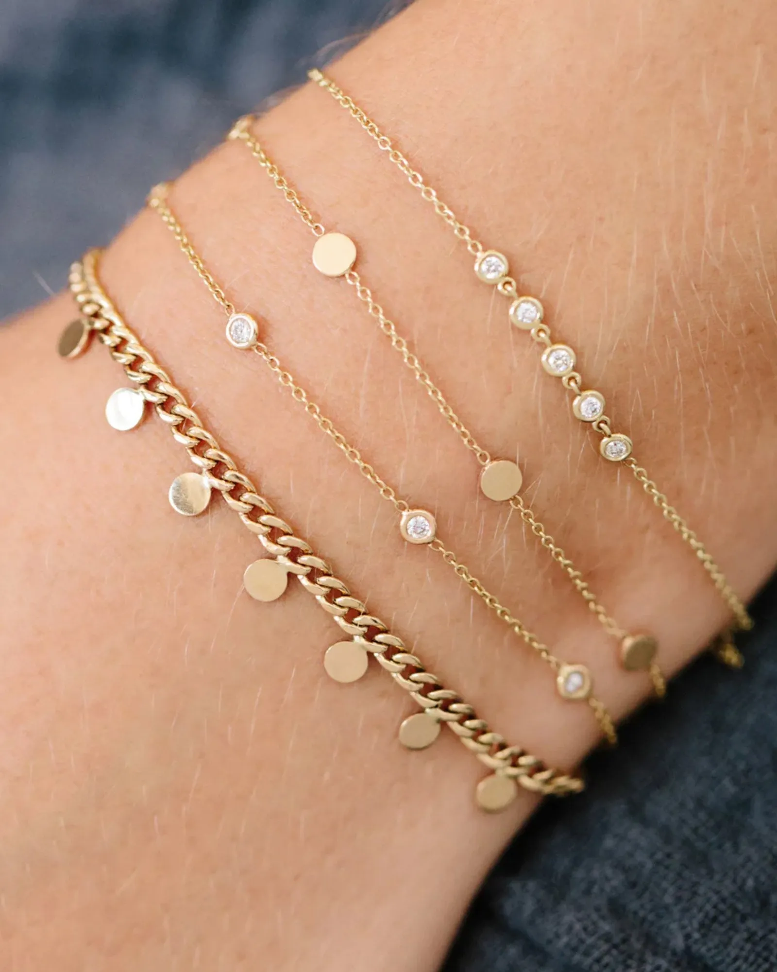 5 Itty Bitty Gold Disc Station Bracelet sold by Blue Ruby product image thumbnail 2