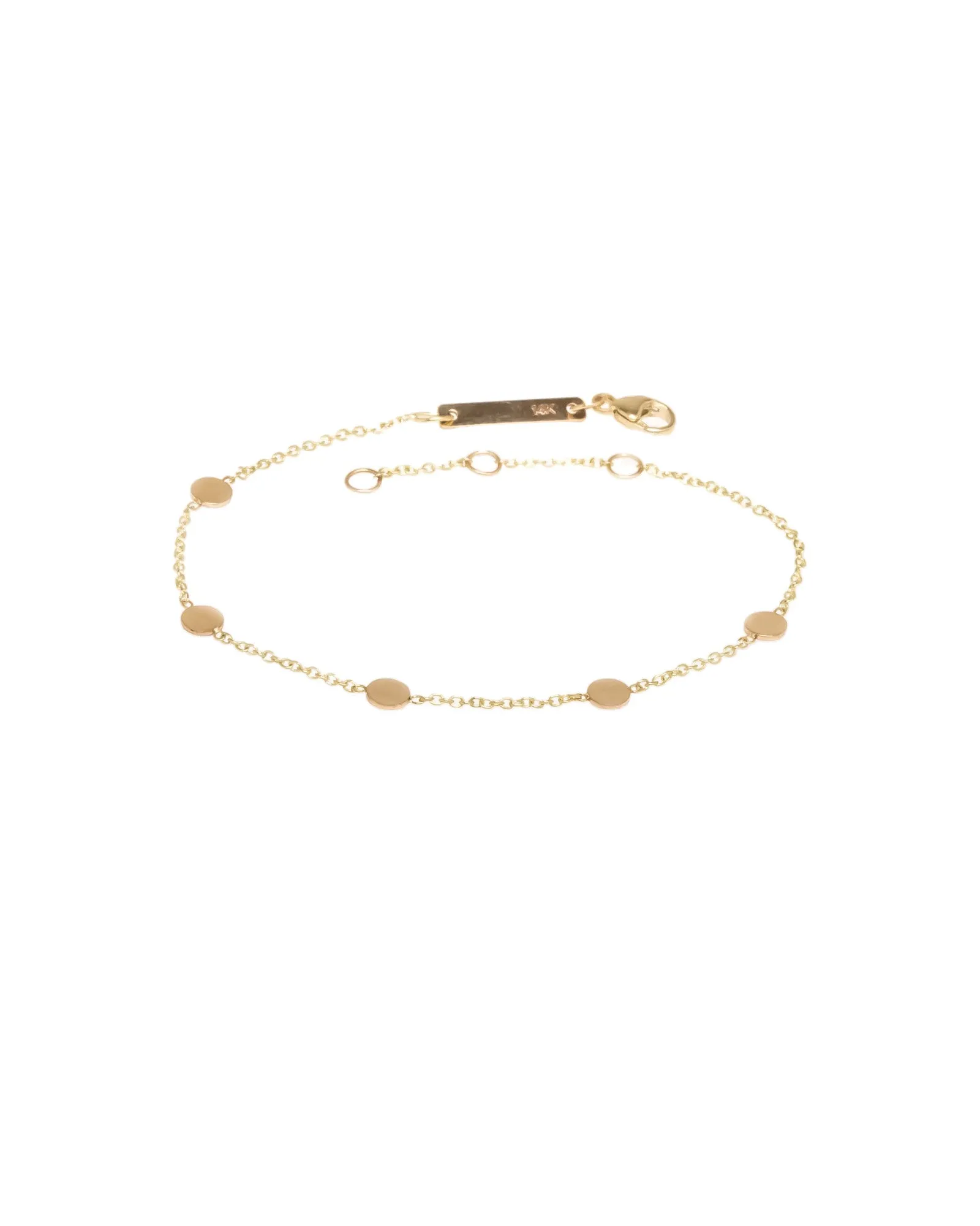 5 Itty Bitty Gold Disc Station Bracelet sold by Blue Ruby
