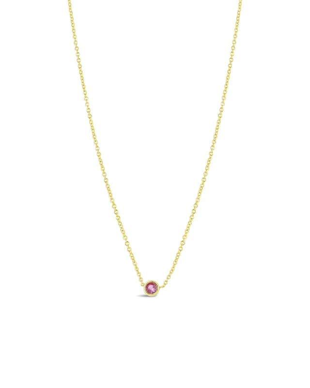Bezel CZ Birthstone Necklace sold by Blue Ruby