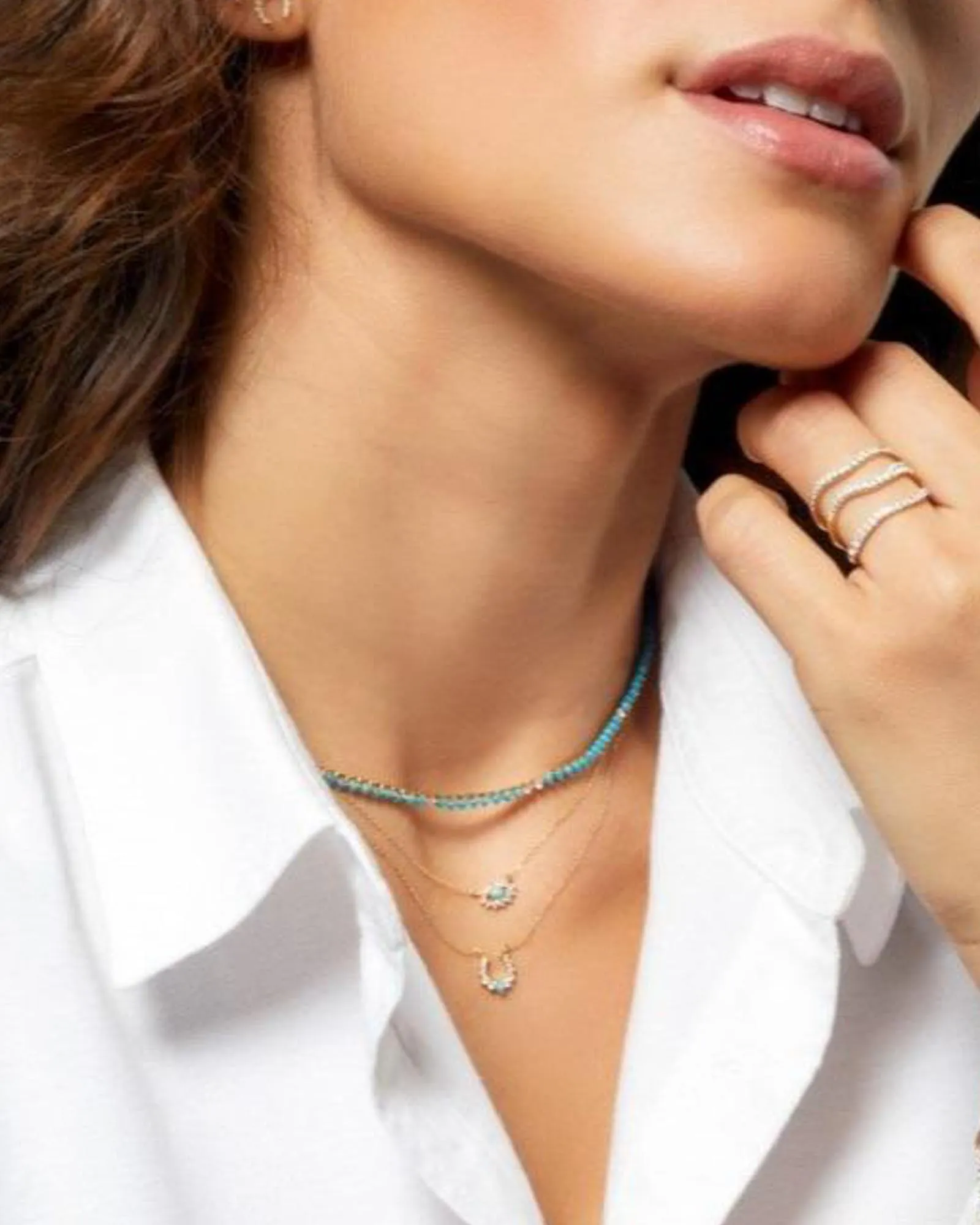 Turquoise + Diamond Evil Eye Necklace sold by Blue Ruby product image thumbnail 2