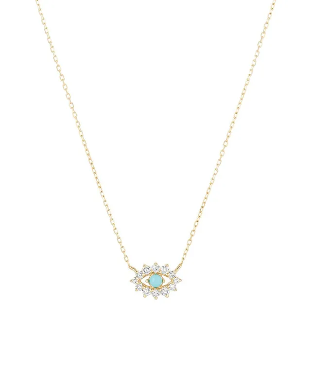 Turquoise + Diamond Evil Eye Necklace sold by Blue Ruby