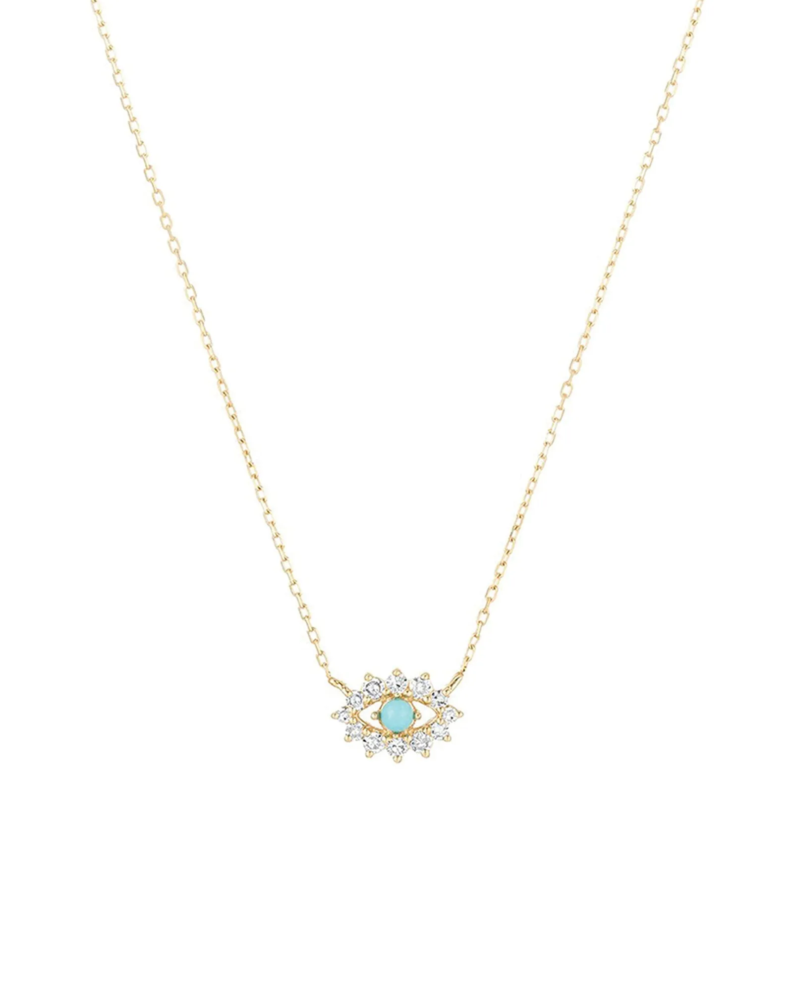 Turquoise + Diamond Evil Eye Necklace sold by Blue Ruby