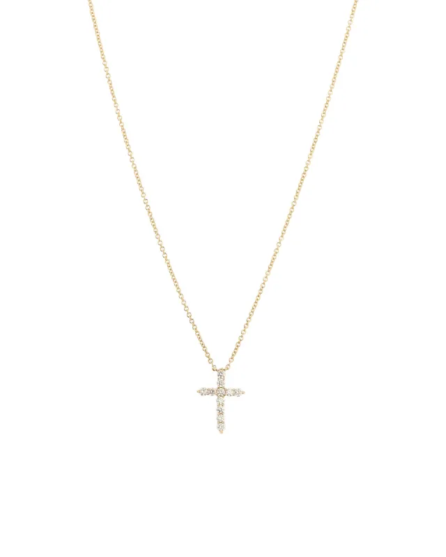Bezel Diamond Cross Necklace sold by Blue Ruby
