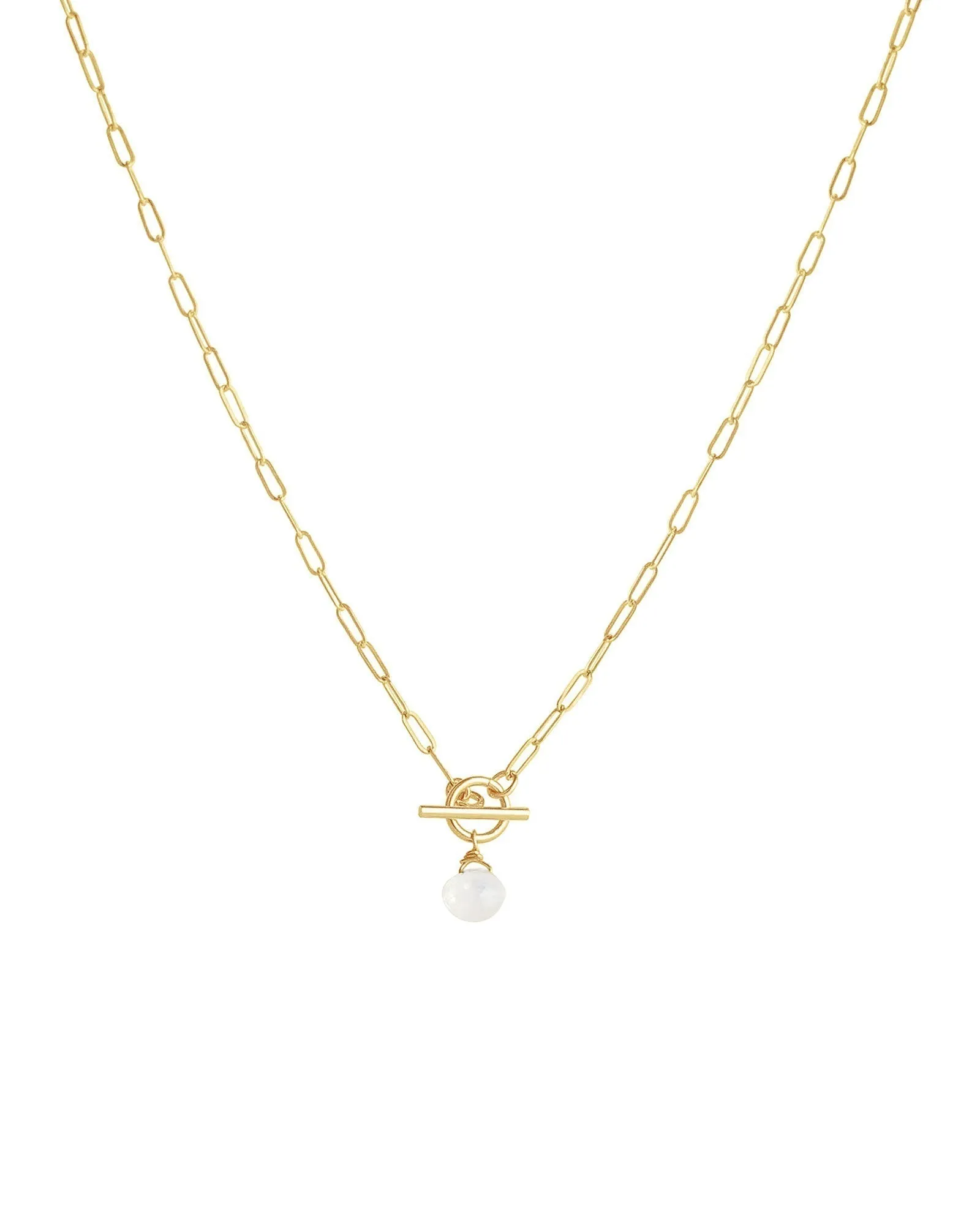 XS Paperclip Toggle Stone Drop Necklace sold by Blue Ruby