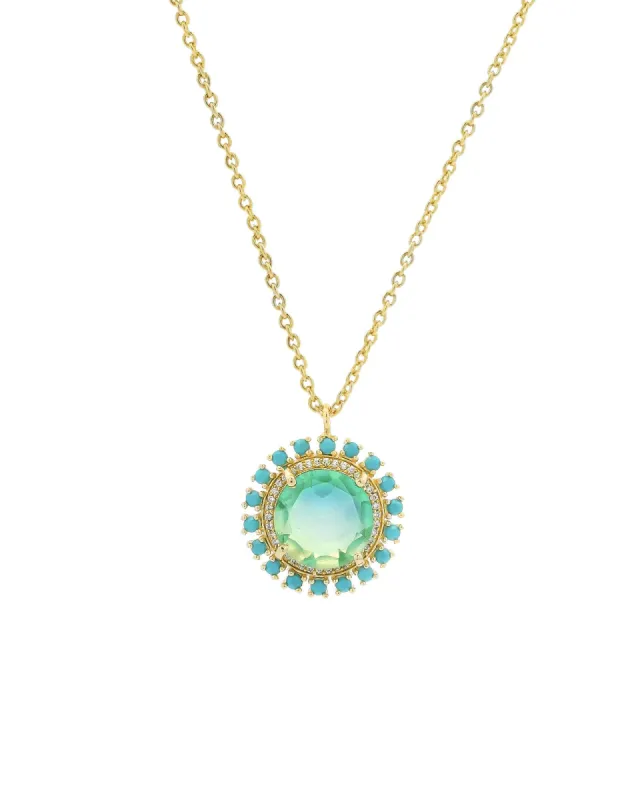 Pavé Halo Stone Necklace sold by Blue Ruby